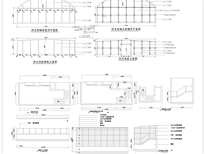 现代其他建筑 钢化玻璃阳光房 施工图