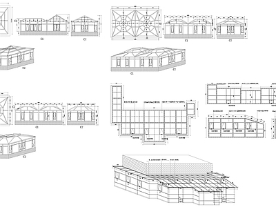 现代其他建筑 钢化玻璃阳光房 玻璃房 暖房 房 施工图