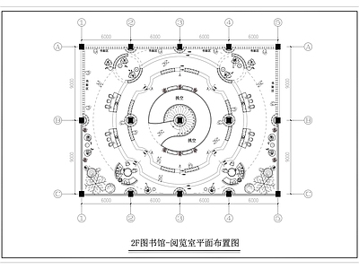 原木图书馆 图书馆平面布置图 2F阅览室 施工图