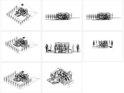 现代简约别墅建筑 三层别墅 农村别墅 建 施工图