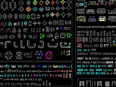 现代综合家具图库 立面图 平面图 图库大全 施工图