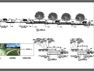 现代道路绿化 草阶详图 施工图