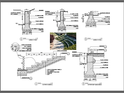 现代道路绿化 草阶详图 施工图