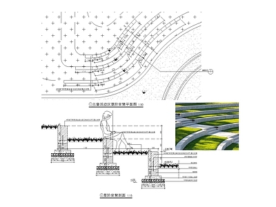 现代道路绿化 草阶详图 施工图