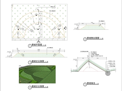 现代道路绿化 草阶详图 施工图