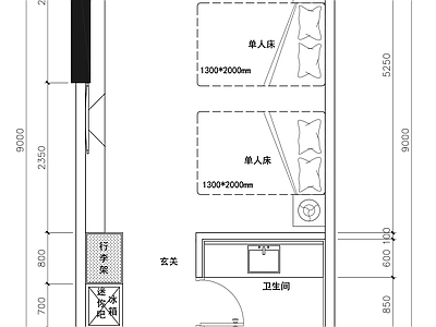 现代酒店 客房 客房 施工图