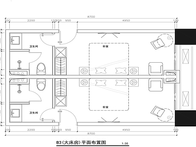 现代酒店 客房 客房 施工图