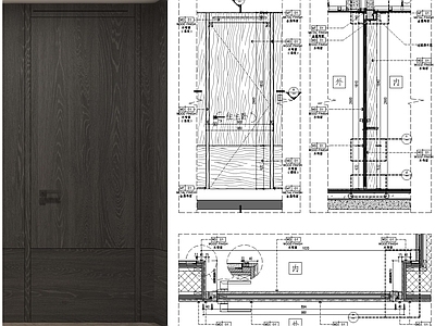 门节点 空调通风口房 隐形节点 木饰面平开 施工图