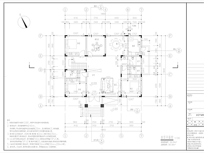 简欧别墅建筑 一层别墅 施工图