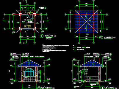 欧式亭子 岗亭 施工图