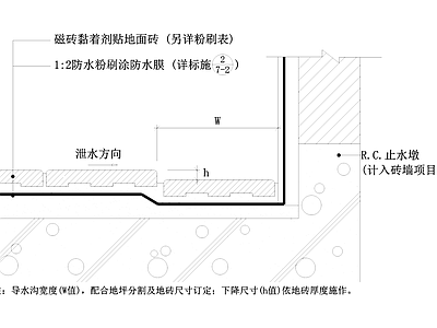 给排水节点详图 排水沟节点 浴厕地坪导水沟 施工图