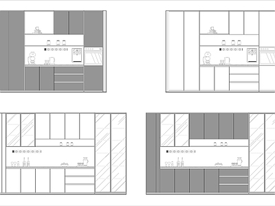 现代柜子 现代酒柜 餐边柜 柜子立面图 施工图