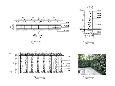 景观节点 绿篱围网 施工图
