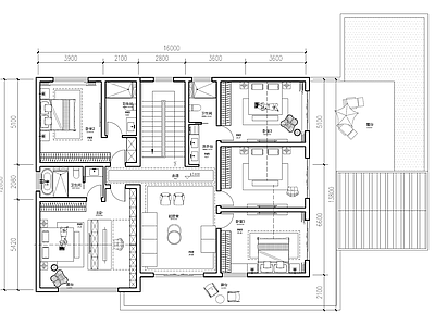 现代别墅建筑 二层别墅 施工图