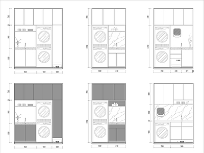 现代柜子 现代阳台柜 洗衣机柜 烘干机 储物柜 施工图