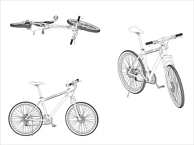 现代交通工具图库 自行车图块 施工图