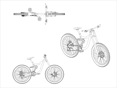 现代交通工具图库 自行车图块 施工图