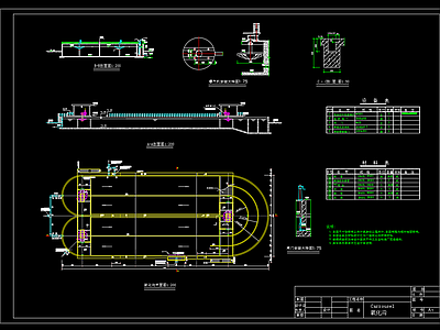 水处理 卡鲁赛尔氧化沟 氧化沟平面剖面图 施工图