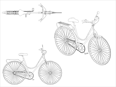 现代交通工具图库 自行车图块 施工图