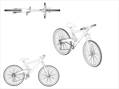 现代交通工具图库 自行车图块 施工图