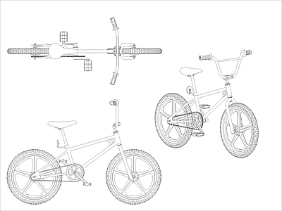 现代交通工具图库 自行车图块 施工图