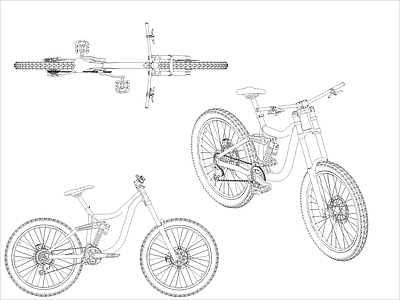 现代交通工具图库 自行车图块 施工图