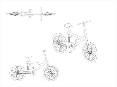 现代交通工具图库 自行车图块 施工图