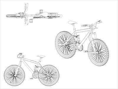 现代交通工具图库 自行车图块 施工图