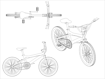 现代交通工具图库 自行车图块 施工图