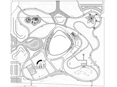 现代中式公园景观 曲线公园景观 施工图