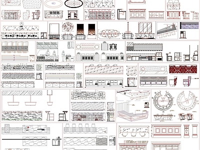 现代吧台 吧台 敞开式 开放式 展示厨区 备餐柜 施工图