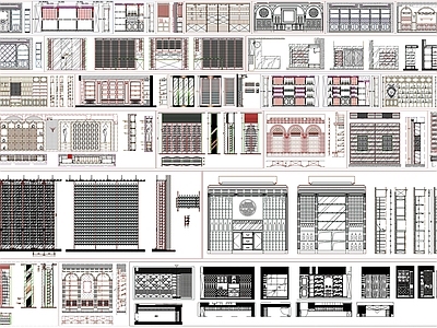 现代柜子 酒柜 餐边柜 酒窖 酒架 酒柜设计 施工图