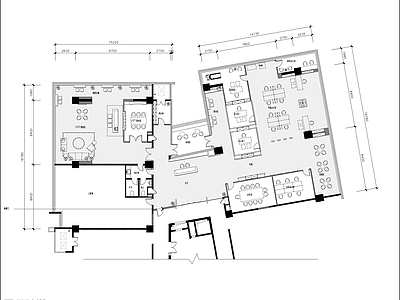 现代整体办公空间 现代办公室 施工图