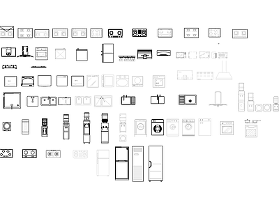 现代综合家具图库 家具立面图块 施工图