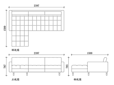 现代沙发 宜家模块化沙发 宜家储物沙发 宜家北欧风格沙发 施工图