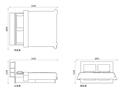 现代床 宜家双人床 宜家大床 宜家180床 宜家床 宜家储物床 施工图