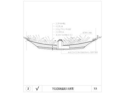 给排水节点详图 下沉式绿地溢流口 溢流口大样 施工图