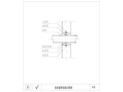 给排水节点详图 防水套管安装大样 施工图