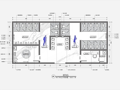 现代公共卫生间 公卫平面布置图 商场 无障碍 办公室 施工图