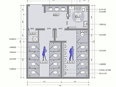 现代公共卫生间 公卫16平面图 施工图