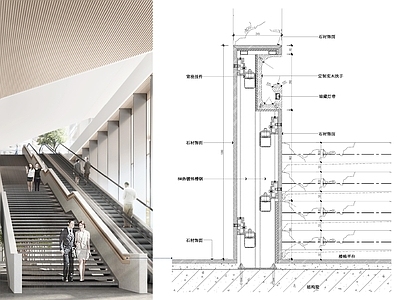 极简简约楼梯节点 剖面 扶手 GRG节点 异形 钢结构 施工图