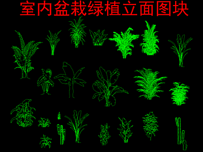 现代综合植物图库 室内盆栽绿植 施工图