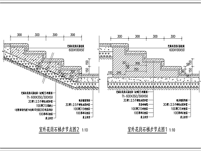 景观节点 岗石梯步做法 施工图