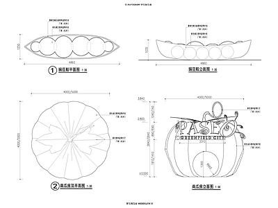景观节点 豌豆南瓜小品 施工图