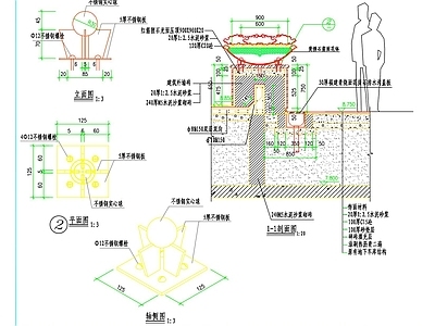 中式屋顶花园 园水池 施工图