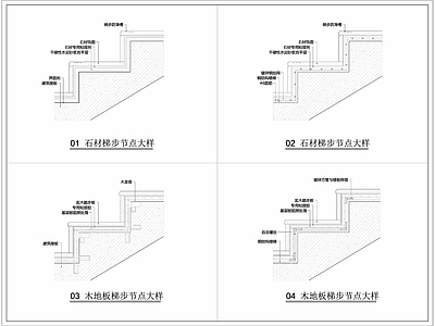 现代楼梯节点 踏步节点大样 施工图