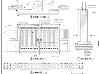 现代小区景观 消防门 施工图