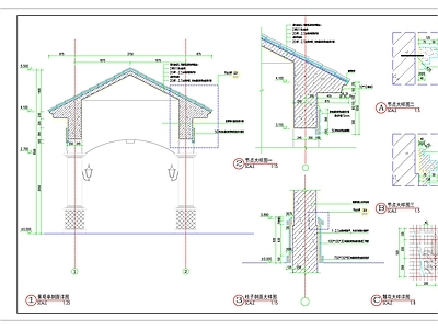 现代欧式其他节点详图 混凝土结构亭 欧式景观亭 施工图