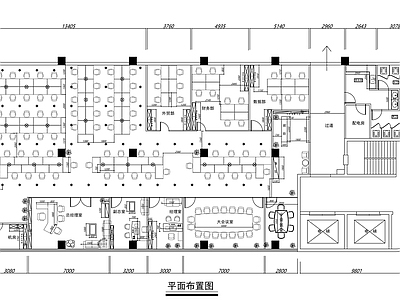 现代整体办公空间 办公空间平面图 整体办公室平面图 综合办公室平面图 施工图