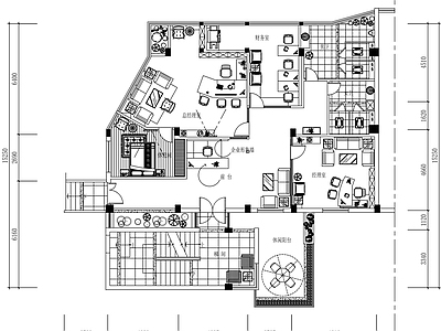 现代整体办公空间 办公空间平面图 综合办公室平面图 办公室平面图 施工图